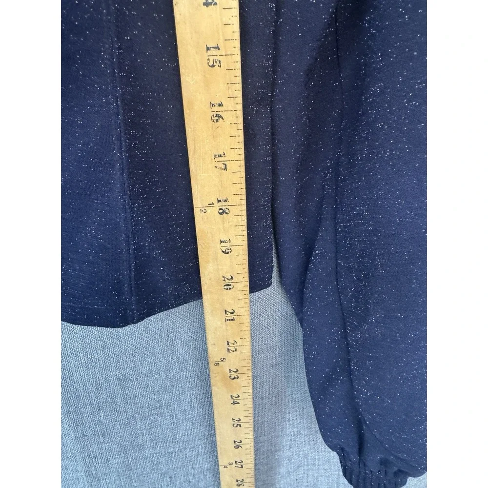 Free People Constellation Top Small Shiny Blue Square Neck Puff Sleeve Open Back